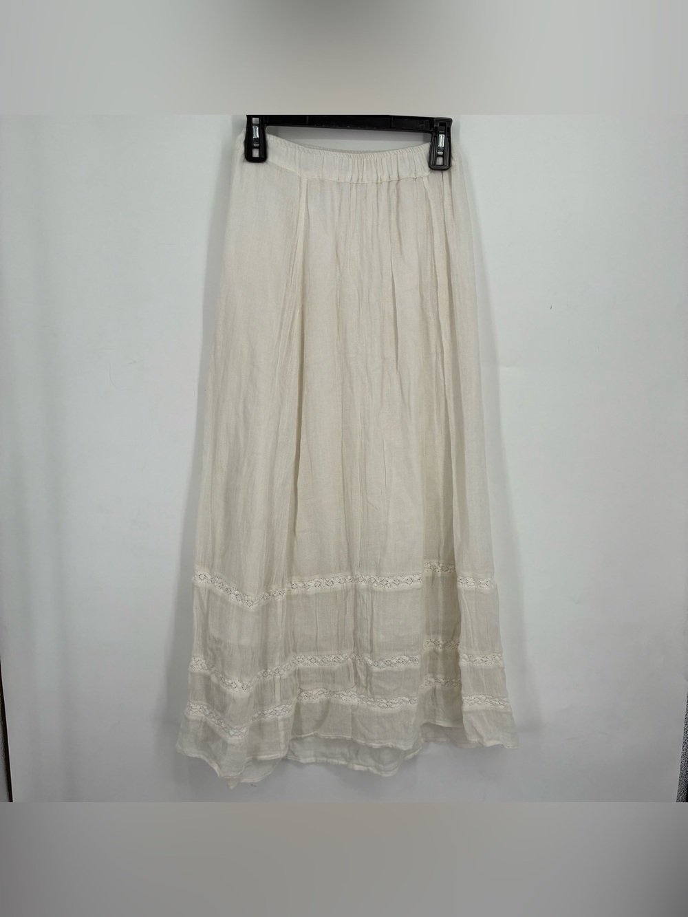 Billabong Medium 100% Cotton Gauze Tiered Maxi Skirt White Beach Coastal Resort